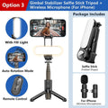 Gimbal Stabilizer Selfie Stick Tripod with Fill Light Wireless Bluetooth for HUAWEI Xiaomi IPhone 13 Cell Phone Smartphone - Imperio Js