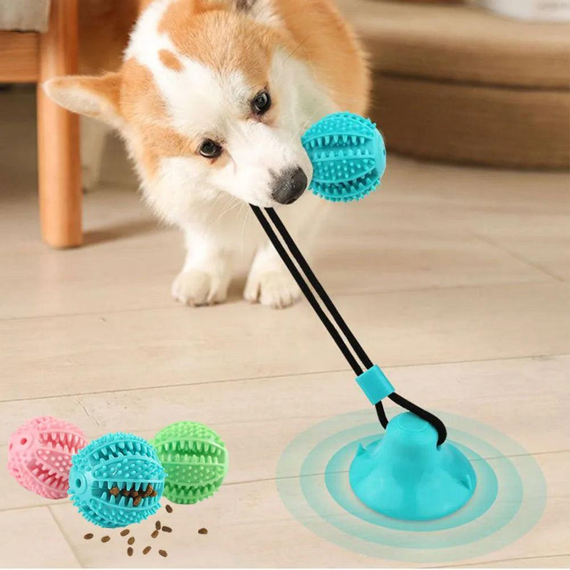 Dog Chew Ball Toys for Aggressive Chewers Interactive Dog Puzzle Toy Food Dispenser Suction Cup Dog Tug Toy for Dogs Teeth Clean - Imperio Js